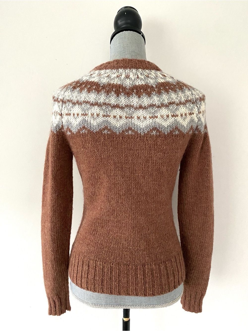 Banana Republic Brown & Cream Alpaca Blend Fair Isle Button Cardigan Sz S Preppy - Picture 7 of 12
